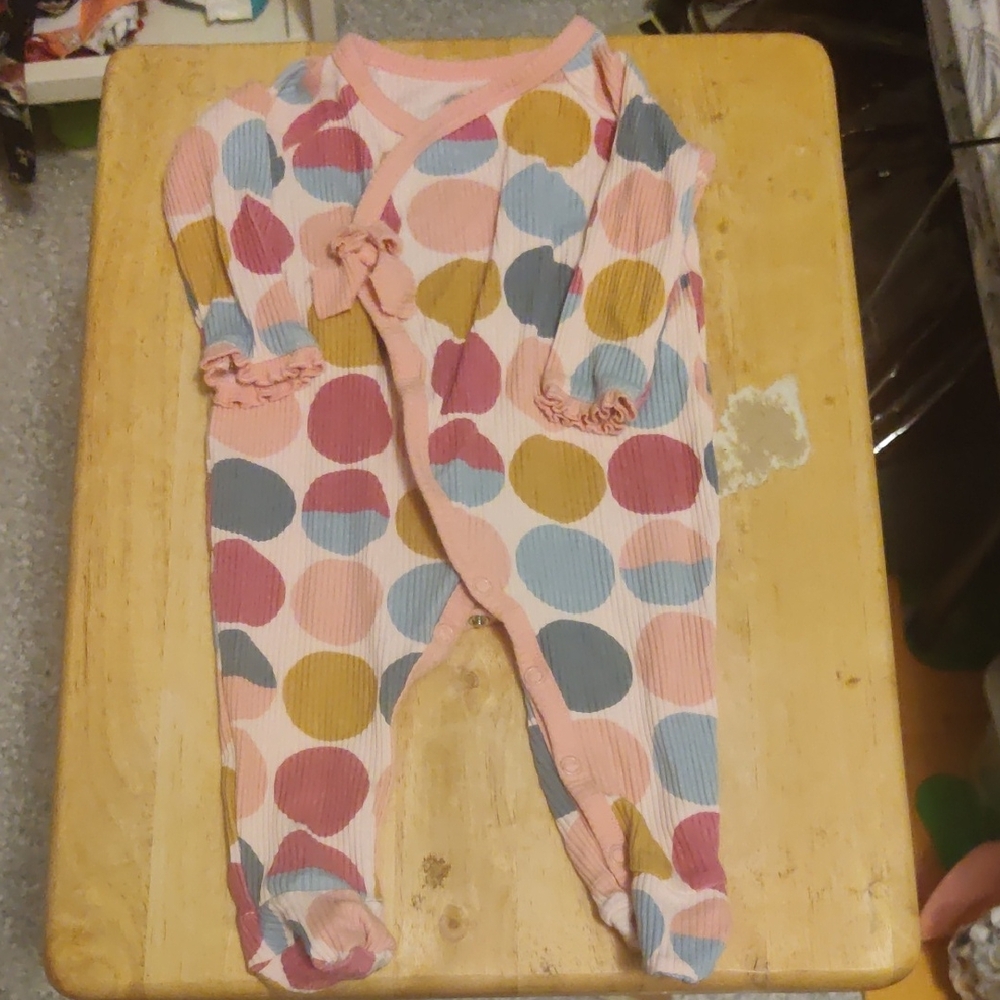 Mud Pie Pink and Blue Polka Dot Footie